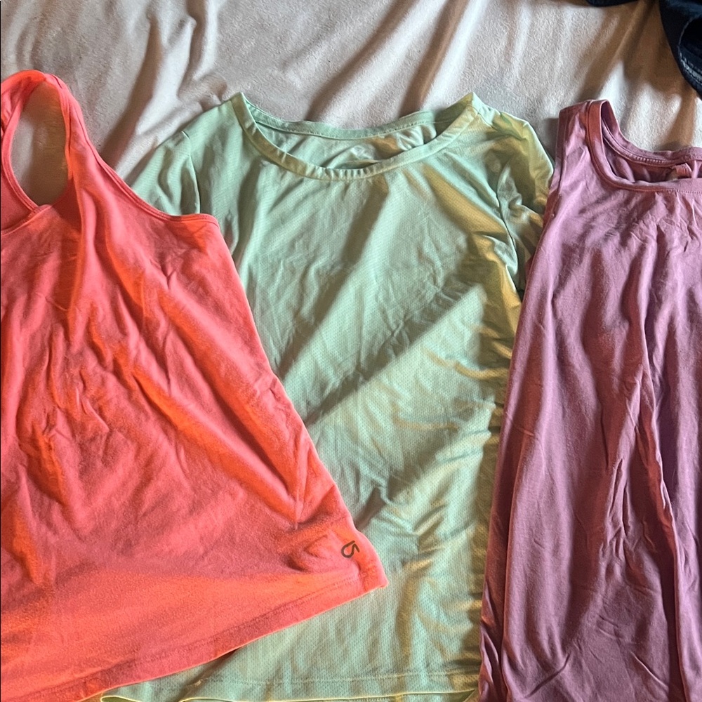 Old Navy Women's workout  tanks and long sleeve- Coral, Mint, Lavender